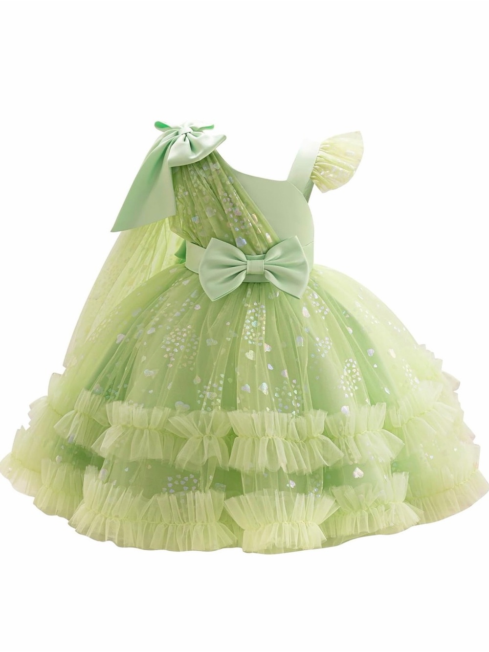 Sage Green Sparkle Tulle Tutu Party Dress Bow Detail Girls Size 6-9 months